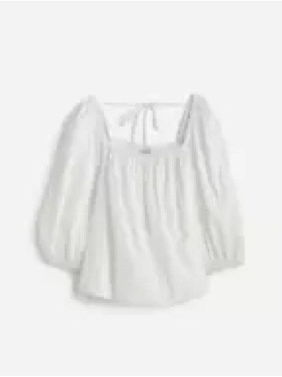 Madewell Tops - Madewell White Puff-Sleeve Square-Neck Blouse